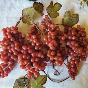 4 Bunches Vintage Frosted Rubber Grapes Faux 6" Lot Cluster Hang Or Bowl Filler